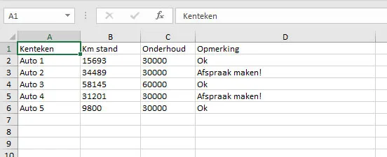 Excel formule ALS X is groter dan Y