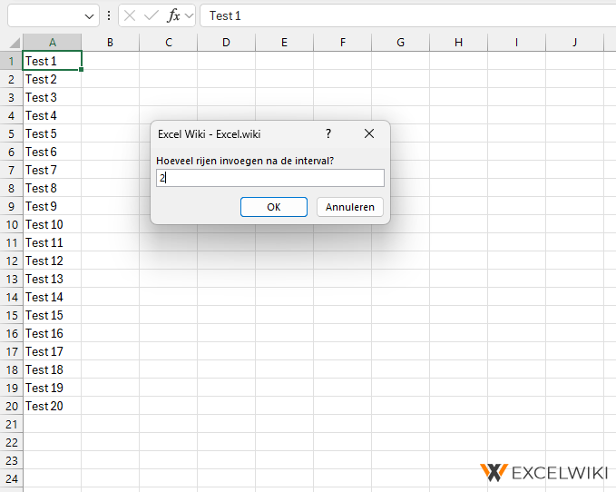 Invoegen: Aantal rijen
