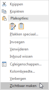 Zichtbaar maken kolom in Excel