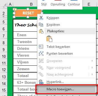 Macro in Yahtzee formulier
