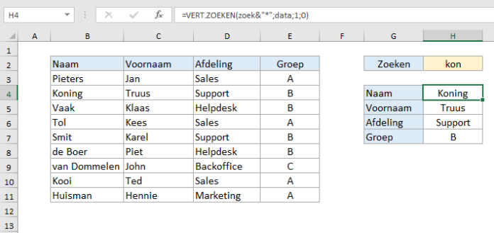 Joker tekens gebruiken voor een gedeeltelijke overeenkomst