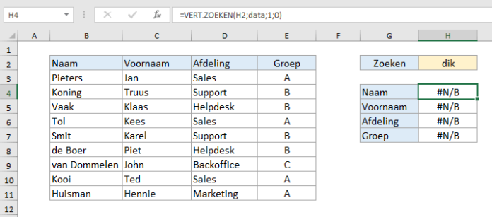 Excel #N/B fouten netjes afhandelen