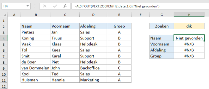 Excel #N/B fouten netjes afhandelen