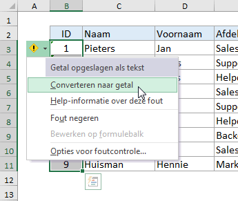 Nummers als tekst kunnen een fout veroorzaken