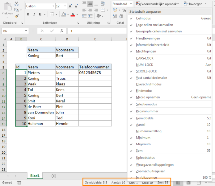 Klik met één klik om meer status info te krijgen in Excel