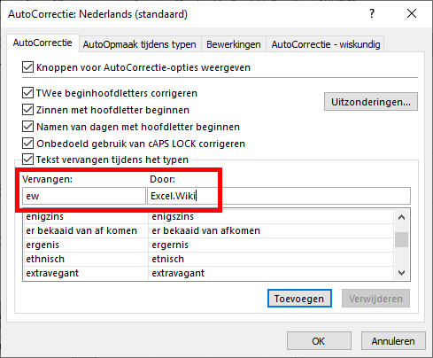 Versnel het invoeren van ingewikkelde waarden met autocorrectie in Excel