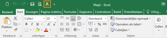 Het snelmenu aanpassen snelkoopeling toevoegen
