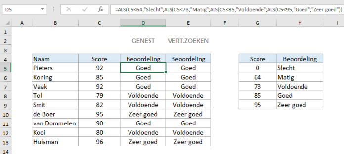 Verticaal Zoeken gebruiken om geneste ALS te vervangen