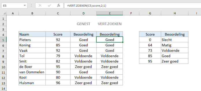 Verticaal zoeken gebruiken om geneste ALS te vervangen