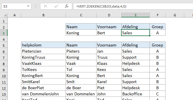 Verticaal zoeken kan maar een zoekwaarde verwerken
