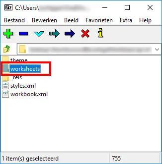 Map worksheets openen