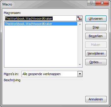 Wachtwoord Excel werkblad beveiliging kraken